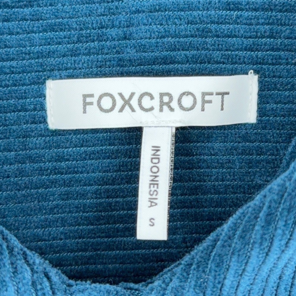 Foxcroft Corduroy Button Down Shirt Womens S Cotton Blend Teal Blue - Picture 3 of 7